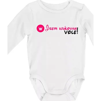 Jsem královna vole! - Body kojenecké s dlouhým rukávem - Dlouhý r. do 3 měs ( Bílá )