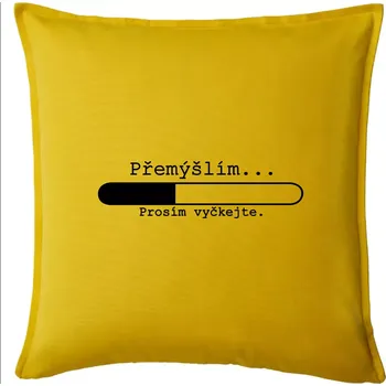 Polštář Přemýšlím - Polštář 50x50 - 50x50 - Pouze potah ( Žlutá )