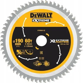 Pilový kotouč Řezný kotouč DeWalt 190 mm 30 mm 60 zubů 1,55 mm