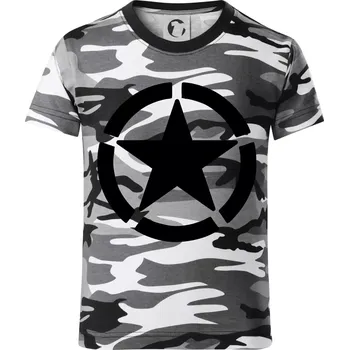 Army hvězda - Dětské maskáčové triko - 146 cm/10 let ( Šedý maskáč )