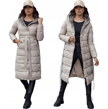 DLOUHÝ DÁMSKÝ ZIMNÍ PROŠÍVANÝ KABÁT S KAPUCÍ ty4518 - XL