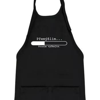 Kuchyňská zástěra Přemýšlím - Dětská zástěra na vaření - Univerzální velikost ( Černá )