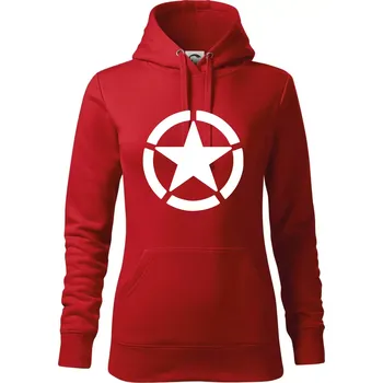 Dámská mikina Army hvězda - Mikina dámská Cape s kapucí - S ( Červená )