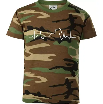 Stafordšírsky bulteriér EKG - Dětské maskáčové triko - 134 cm/8 let ( Hnědý maskáč )