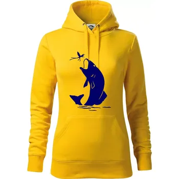 Dámská mikina Ryba - komár - Mikina dámská Cape s kapucí - XS ( Žlutá )