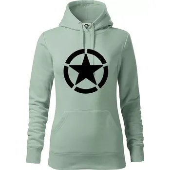 Dámská mikina Army hvězda - Mikina dámská Cape s kapucí - XL ( Sage )