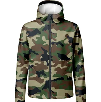 Panel se střihem 66 pánská softshell bunda maskáč zelený