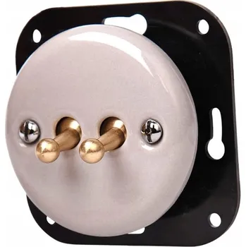 vypínač Keramický vypínač JLM pod omítku, dvoupólový, schodišťový, páčkový, bez rámečku, šedý