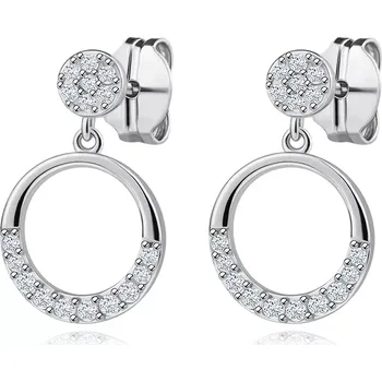 Náušnice Puzetové náušnice ze stříbra 925 - kruh a obruč zdobené čirými zirkony