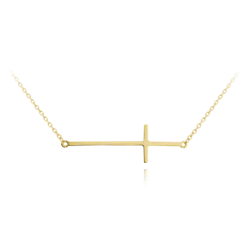 Souprava šperků MINET Pozlacený stříbrný náhrdelník KŘÍŽ ležatý JMAS0062GN45