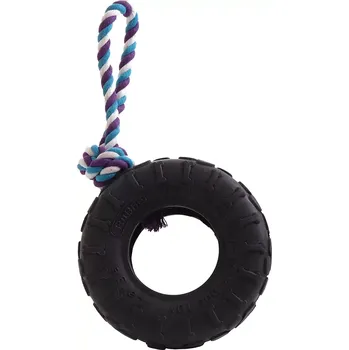 Hračka pro psa Magnum TG pneumatika na bavlněné šňůře 15cm