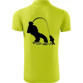 Pánská košile Rybář tahající rybu - Polokošile Victory sportovní (dresovina) - XL ( Limetková )