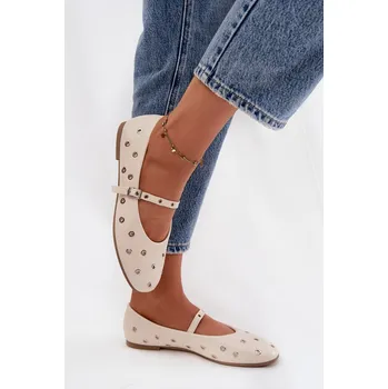 Dámské lodičky Boto Dámské baleríny s páskem a sponou Janelor Barva: Béžová, Velikost: 40