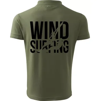 Pánská košile Windsurfing nápis - Polokošile pánská Pique Polo 203 - M ( Khaki )