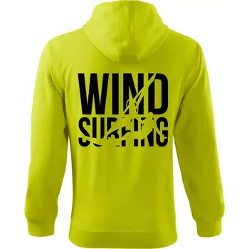Pánská mikina Windsurfing nápis - Mikina s kapucí na zip trendy zipper - 2XL ( Limetková )