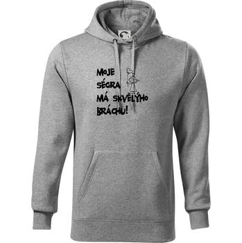 Pánská mikina Moje ségra má skvělýho bráchu - Mikina pánská Cape s kapucí - 5XL ( Tmavě šedý melír )