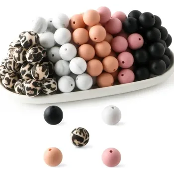 Sada silikonových korálků 15 x 15 mm Kulaté kreativní korálky 20 ks v 5 barevných variantách po 4 kusech Materiál pro výrobu náramků náhrdelníků a dekorací