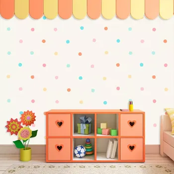 Tapeta Sablio Tapeta Barevné tečky na béžové - 125x75 cm