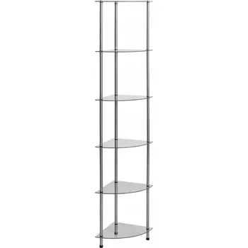 Knihovna Regál se skleněnými policemi, nerezová ocel, 30x30x160 cm, průhledný