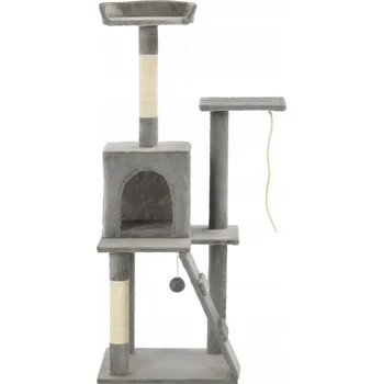 Škrabadlo pro kočky s domečkem a rampou, šedé, 120 cm, 50 x 50 cm, polyester