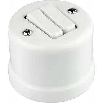 vypínač RETRO dvojvypínač keramika nástěnný bílý bez rámečku