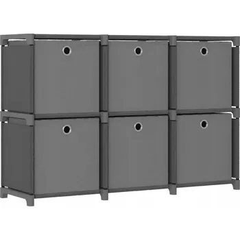 Knihovna Regál se 6 boxy, látka a ocel, šedý, 103x30x72,5 cm