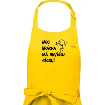 Kuchyňská zástěra Můj brácha má skvělou ségru - Dámská zástěra na vaření - Univerzální velikost ( Žlutá )
