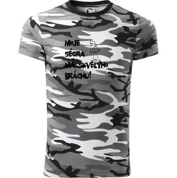 Pánské oblečení Moje ségra má skvělýho bráchu - Army CAMOUFLAGE - XS ( Šedý maskáč )