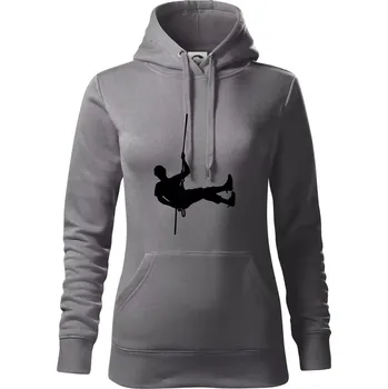 Dámská mikina Visící horolezec - Mikina dámská Cape s kapucí - XS ( Ocelově šedá )