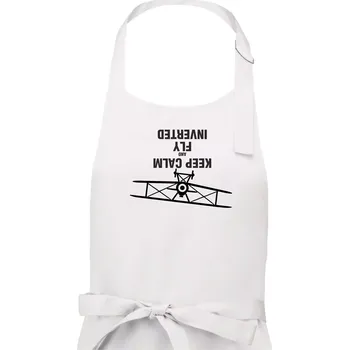 Kuchyňská zástěra Keep Calm and Fly Inverted - Dámská zástěra na vaření - Univerzální velikost ( Bílá )