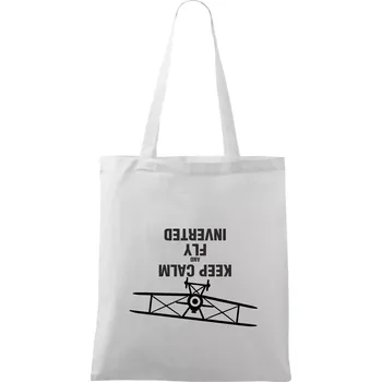Keep Calm and Fly Inverted - Taška bavlněná - 42 x 38 cm ( Bílá )