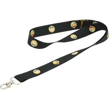 Popruh na krk 20mm Černý se Smajlíky