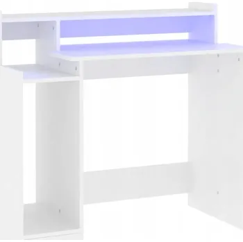 Psací stůl Elegantní psací stůl s LED osvětlením, dřevotříska, bílý, 97x45x90 cm