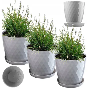 Květináč Květináč plast šedý Kadax 16 cm x 16 cm x 15 cm