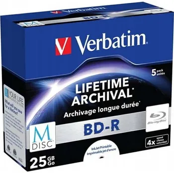 Vrták Disky Verbatim 25GB M-DISC pro archivaci dat 5 kusů