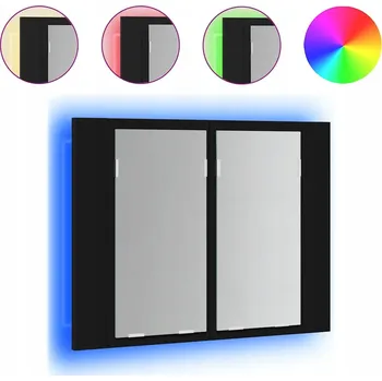 Koupelnový nábytek Koupelnová skříňka se zrcadlem a RGB LED osvětlením, 60x12x45 cm, černá