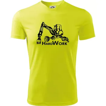 Hard Work kráčivý bagr - Pánské triko Fantasy sportovní (dresovina) - M ( Neonově žlutá )