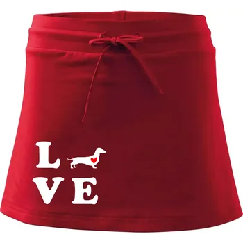 Dámská sukně Jezevčík - Love - Sportovní sukně - two in one - L ( Červená )