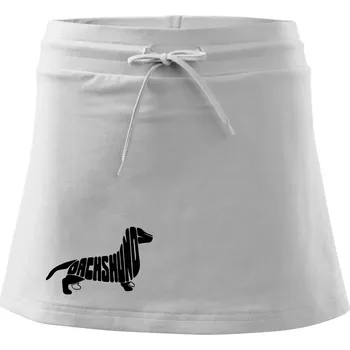 Dámská sukně Jezevčík - Dachshund - Sportovní sukně - two in one - S ( Bílá )