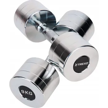 Zabezpečení domácnosti Chromované činky s pevnou váhou Trexo 2x 9 kg