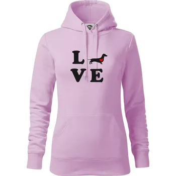 Dámská mikina Jezevčík - Love - Mikina dámská Cape s kapucí - M ( Orchid )