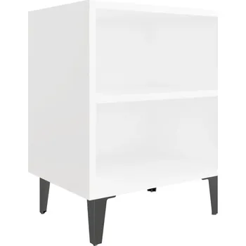 Noční stolek Noční stolek industriální bílý, 40x30x50 cm, kovové nohy