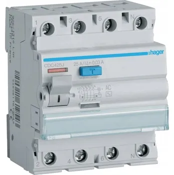Proudový chránič Hager Proudový chránič 4P 25A 30mA AC