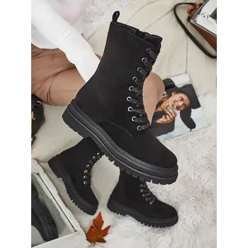 Dámská zimní obuv Černé Dámské kotníkové boty z eko semiše, workery Molistea 37