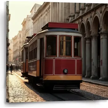 Obraz Sablio Obraz Historická červená tramvaj - 50x50 cm