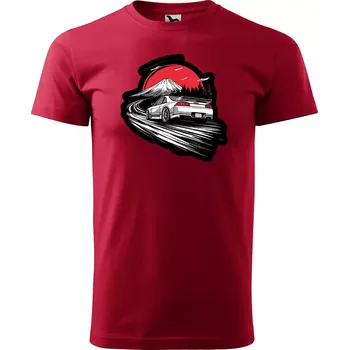 Pánské tričko Sablio Tričko s potiskem Vůně asfaltu - červené 5XL