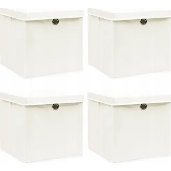 Úložný box Skládací Úložné Boxy s Víkem, Bílé, 32x32x32 cm