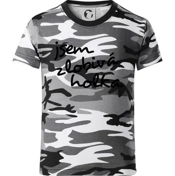 Chlapecké tričko Jsem zlobivá holka - Dětské maskáčové triko - 146 cm/10 let ( Šedý maskáč )