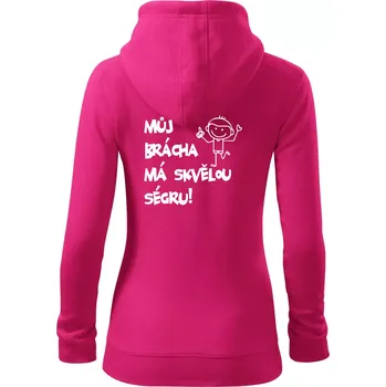Dámská mikina Můj brácha má skvělou ségru - Dámská mikina trendy zipper s kapucí - XS ( Purpurová )
