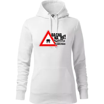 Dámská mikina Bacha na mě! Můj táta je kamioňák - Mikina dámská Cape s kapucí - 2XL ( Bílá )